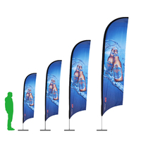 Drapeau publicitaire promotionnel imprimé recto-verso en polyester pour extérieur, forme goutte d'eau ou plume de plage