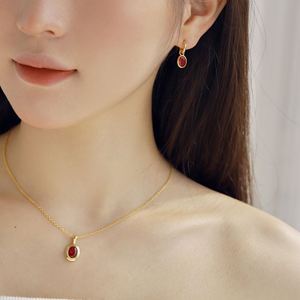 Dylam Best Valentine Days Gift Women <b>Fine</b> Jewelry Hypoallergenic S925 Silver 18K Gold Oval Red 5A Zirconia <b>Stud</b> <b>Earrings</b> - Product Image 5