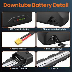 Batería de Litio Recargable de 60V 20AH para Tubo Inferior, con BMS de 50A y Celdas 21700, Compatible con Cargador de 1500W para Motor de Bicicleta Eléctrica (Stock en EE. UU.) - Product Image 2
