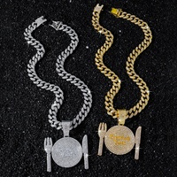 YJ10-6927 Collier pendentif couteau-fourchette en alliage de zinc pour homme, style hip-hop, personnalisé, nouveauté