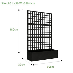 Rust-Proof Black Lattice Grid Raised Garden Bed Privacy Screen <b>Planter</b> Box with Trellis Easy Assembly for Outdoor Patio & Garden - Product Image 5