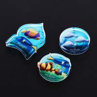 Logotipo de patrón personalizado, pegatina magnética para nevera, Mini regalo promocional para interiores, imanes de nevera de océano simulados en 3D acrílicos