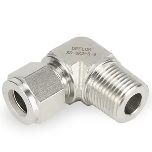 1/4"OD x 1/4"Male NPT 316 Stainless Steel Tube Fittings Compression High Pressure Instrumentation 90 Male Elbow Connector