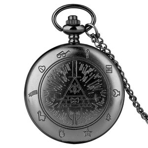 Collier avec pendentif en forme de triangle de la ville étrange, montre de poche en quartz, bijou de temps de Bill Cipher, Gravity Falls, pour homme et femme - Product Image 2