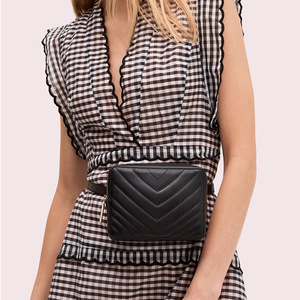 Benutzer definierte schwarze PU Leder geste ppte Geld gürtel Geldbörse Gürtel tasche Damen Damen Taillen tasche - Product Image 1