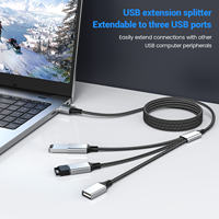 Cable Adaptador OTG 3 en 1 de Venta Caliente 2026, Extensor de Cable de Alimentación USB 2.0 Dual para Carga/Datos, Divisor USB Y de Doble Puerto