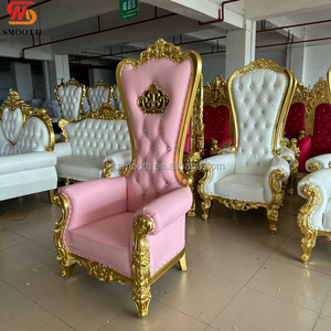 Silla de Trono de Cuero PU Rosa, Estilo Europeo, de Respaldo Alto, con una Sola Plaza, para Bodas, con Patas de Metal Resistentes, Nueva Llegada - Product Image 2