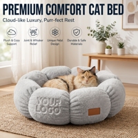 Lit pour animaux de compagnie en peluche douce, rond, fleur, lit pour chat mignon, matelas pour animaux de compagnie, nid de sommeil pour chiot, grotte
