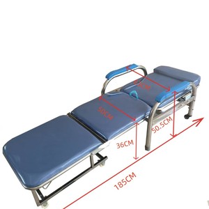 Silla de Paciente Plegable de Acero Inoxidable Yonghui, 65X78X83Cm, Silla de Hospital con Asiento de Espuma Azul - Product Image 2