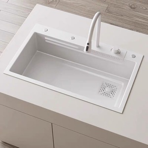 Wastafel Dapur Stainless Steel YEETE White Flying Fish Waterfall Desain Modern Sederhana, Bak Persegi Panjang, Cetakan Satu Bagian - Product Image 4