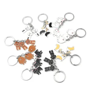 سلسلة مفاتيح السيارة المعدنية المتمثلة في حيوانات سلسلة مفاتيح معدنية مطلية بالصناعي مخصصة فضية للكلاب حلقة مفاتيح