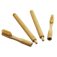 Brosse à dents jetable naturelle pliable en gros avec poils en charbon de bois, 4 têtes de brosse remplaçables, sans BPA, écologique, format voyage