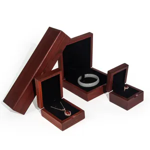 Vente en gros de boîtes-cadeaux cirées boîte à bijoux en bois à rabat boîte d'emballage pour bijoux en bois bague pendentif bracelet