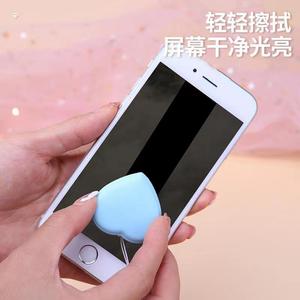 Heart Shape Phone Cleaning Cloth Pendant PP Silicone Blue Pink Khaki Green Mobile Phone Straps - Product Image 2