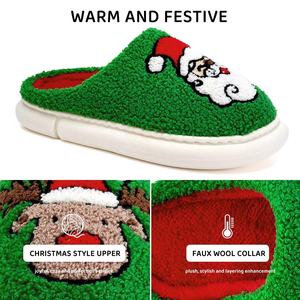 Pantoufles de Noël YL-25014 pour femmes-Chaussures d'intérieur confortables pour la maison avec motif de dessin animé Père Noël et renne - Product Image 4