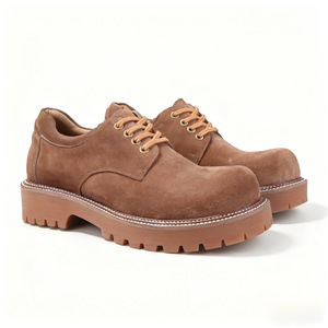 Zapatos de Vestir de Hombre, Estilo Brogue, de Gamuza y Cuero, Hechos a Mano, Modernos, Color Marrón, con Plataforma y Suela Gruesa - Product Image 5