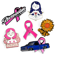 Broche en émail personnalisée, épingles à vêtements, logo métallique rose, ruban de sensibilisation au cancer du sein, badge de revers