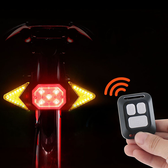 Bike Tail Light with Turn Signal USB Rechargeable Night Riding Warning Light Wireless Remote Control Bicycle Rear Light