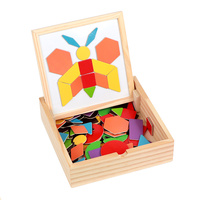 Cartes flash de puzzle Tangram Montessori pour la maternelle, jeu d'association de formes et de couleurs, boîte de puzzle magnétique en bois écologique, 2 à 4 ans