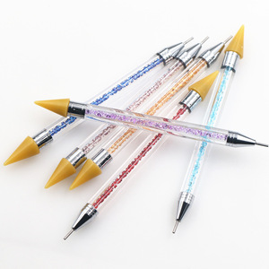 Stylo à cire double embout en acrylique pour nail art, outil multifonctionnel pour la pose de strass et de points, brosse à ongles pour salon de manucure - Product Image 4
