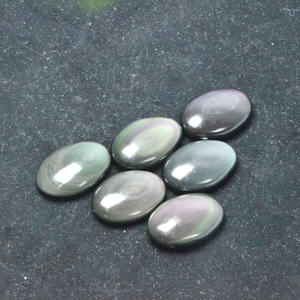 Liontin Batu Permata <span class=keywords><strong>Obsidian</strong></span> Pelangi 40mm Bentuk Tetesan Pir, Batu Asli Hitam Berlubang untuk Pembuatan Perhiasan, Grosir Miss Stone - Product Image 2