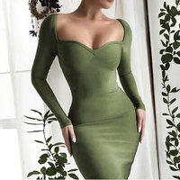 Femmes manches longues dos nu pour pansement-robe mi-longue Style décontracté taille naturelle Sexy respirant tissu à tricoter pour Mini-robe