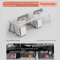 Set Scrivania e Sedia da Ufficio Moderno e Minimalista per 2 o 4 Persone, Scrivania Ignifuga in PVC con Design a Barra, Tavolo per Computer