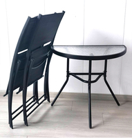 Usine chinoise Table console en verre demi-lune Table pliante Table en verre pliante en verre