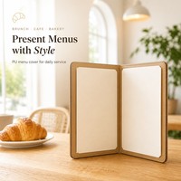 Porte-menu en lin et cuir PU camel, cadre doré brillant pour café et restaurant, liste des vins A4