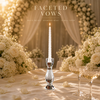 Porte-bougie en cristal à facettes, corps en forme de goutte d'eau taillée en diamant, coupe évasée, spirale blanche, pour bougie conique, décoration d'intérieur