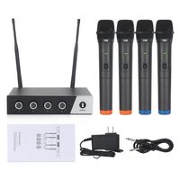 Système de microphone sans fil professionnel S400 en métal de haute qualité, 4 canaux UHF, quatre micros portatifs, lumières LED pour conférence et karaoké