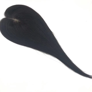 1B ฐานผ้าไหมที่มีคุณภาพสูงแฮร์พีซผูกด้วยมือพร้อมคลิปหนีบผมแท้ - Product Image 2