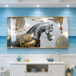 Quadro <span class=keywords><strong>in</strong></span> Cristallo e Porcellana con LED, Decorazione Personalizzata per Soggiorno, Grande Formato, Immagine di Cavallo Bianco - Product Image 5