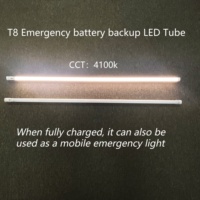 Tube LED T8 G13 à base intégrée, température de couleur réglable, avec batterie de secours de 2 heures, 18W/8W, éclairage d'urgence