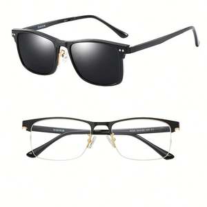 Gafas de Prescripción con Media Montura para Hombre, con Logotipo Personalizado, Gafas Ópticas con Clip Magnético Polarizado para Lentes de Sol - Product Image 2