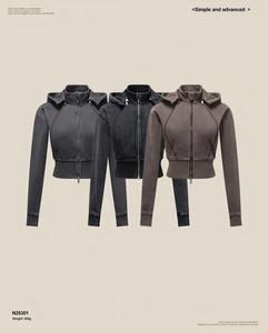 DN-N25301 Nuova <span class=keywords><strong>Felpa</strong></span> Autunnale 2025 <span class=keywords><strong>con</strong></span> <span class=keywords><strong>Cappuccio</strong></span> Staccabile, Design Corto <span class=keywords><strong>con</strong></span> Cerniera e Cintura in Vita per Donna - Product Image 5