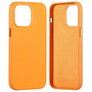 Étui de téléphone en cuir lisse végétalien bord enveloppé pour iPhone 14 Pro Max housse de téléphone Mobile housse de téléphone en cuir Pu d'origine