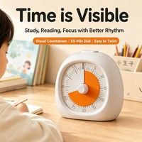 60-Minuten Batterieloser Visueller Timer für Kinder, Geräuschloser Analoger Countdown-Timer für Konzentration, Zeitmanagement, Hausaufgaben und Küche