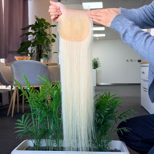 ผมแท้บราซิล 100% สี 613 #   สี 5x5 แบบตรง  HD  ผ้าปิดผมแบบโปร่งใส ไม่พันกัน ไม่หลุดร่วง - Product Image 3