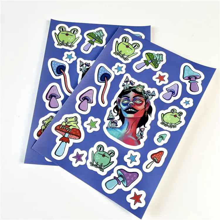 Colorful Printing Self Adhesive Waterproof Vinyl PVC Anime Decorative Kiss Cut Sticker Sheet Custom