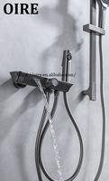 Système de douche de luxe en cuivre massif de haute qualité, prix de gros, avec robinet gris anthracite à 2 fonctions et ensemble de douche en laiton