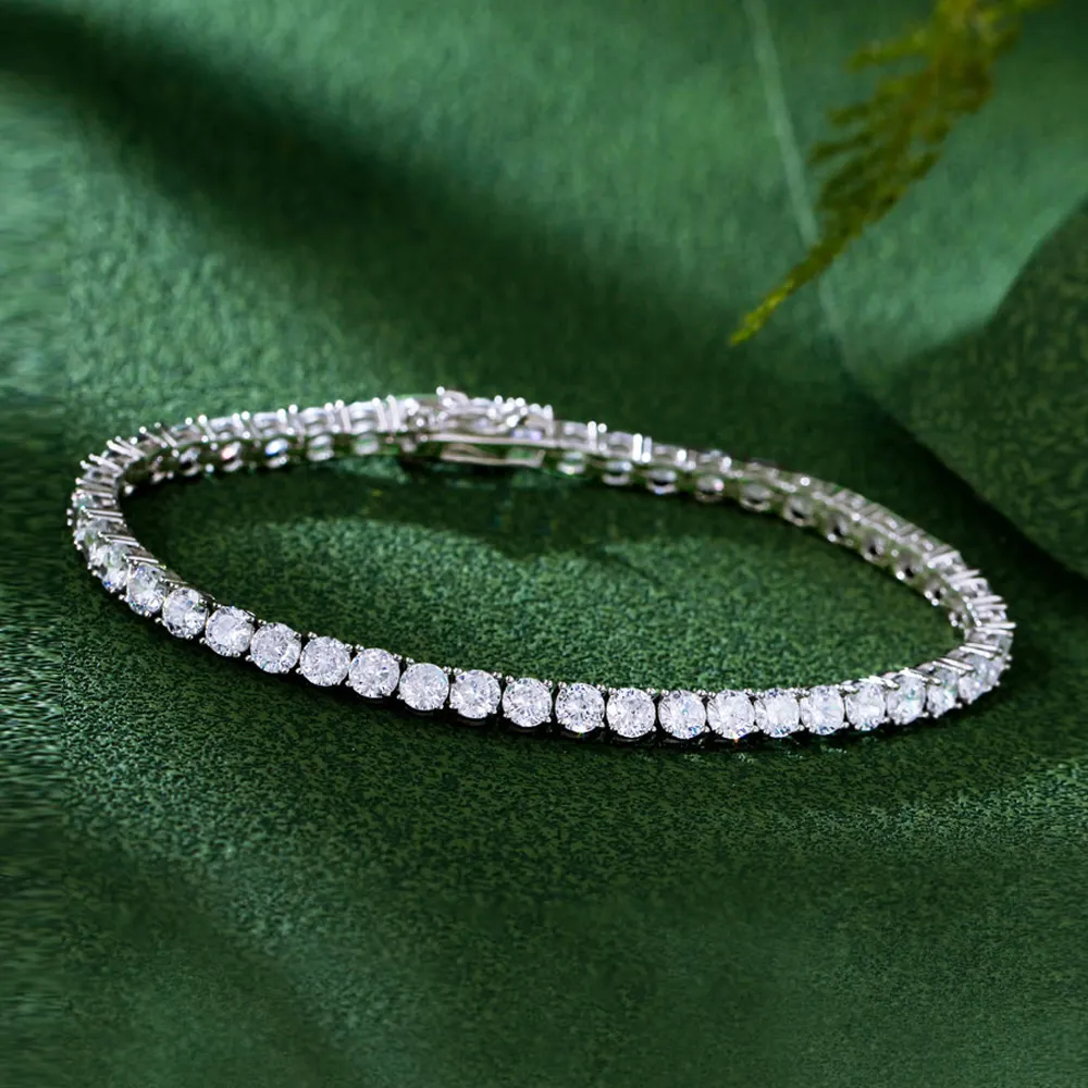 Gioielli pregiati zirconi con diamanti 925 argento Sterling fidanzamento 3mm bracciale Tennis per donna uomo accessori moda
