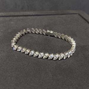 Pulsera de Diamantes Cultivados en Laboratorio con Corte Marquesa para Mujer, Chapada en Rodio, Joyería Fina Clásica y Elegante, Amarillo, Blanco, Rosa - Product Image 5