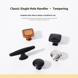 Puxador de Porta Nórdico de Luxo Leve com Furo Único, Clássico Moderno Americano em Liga de Alumínio Dourado e Preto para Armários de Sala de Estar e Closets - Product Image 3