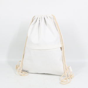 กระเป๋าผ้าใบผ้าฝ้ายธรรมชาติแบบใช้ซ้ำได้และทนทานกระเป๋ากีฬาสำหรับไปยิมกระเป๋าเป้สะพายหลังมีซิป - Product Image 5