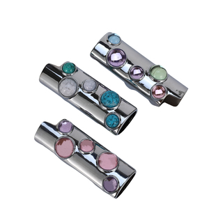 Étui à <span class=keywords><strong>briquet</strong></span> en alliage de zinc clouté de pierres turquoise, coloré, vente en gros d'usine, pour accessoire de fumeur - Product Image 6