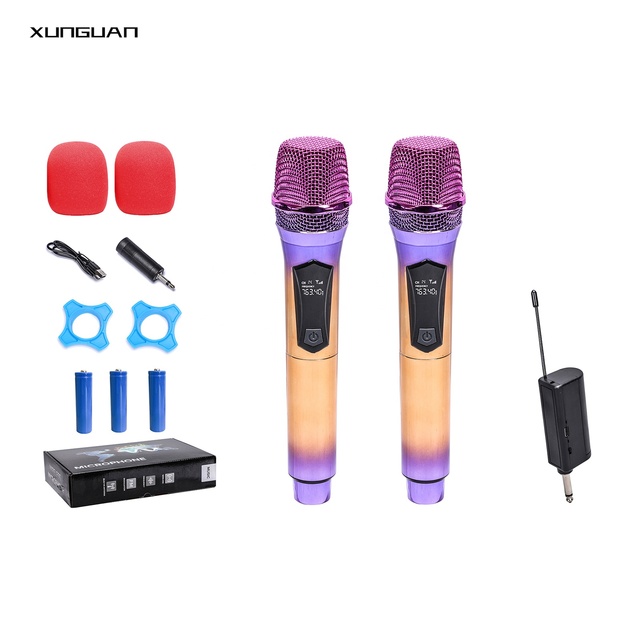 V1081 V1082 V1084 Plastic Rechargeable Mic 1CH/2CH/4CH Portable VHF Universal Wireless Microphone for Singing KTV/Trolly Speaker