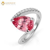 Goldleaf 0,5CT-5CT Birnenförmiger Verlobungsring 925 Sterling Silber Rosa Laborgezüchteter Saphir Eleganter Maßanfertigung für Damen Hochzeit OEM