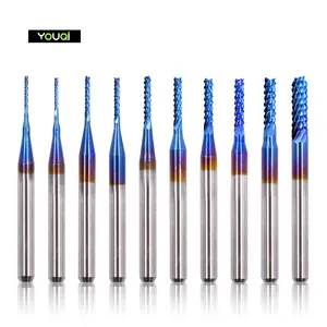 YouQi CNC Router bit Set End Mill Spiral karbür döner oyma makinesi sondaj delik aracı için PCB kalıp plastik Fiber karbon