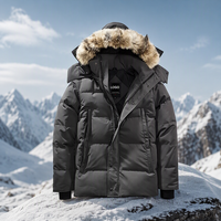 Parka en duvet d'oie de luxe sur mesure de qualité supérieure pour homme avec capuche en fourrure de loup, doudoune pour homme pour l'hiver, sac anti-poussière